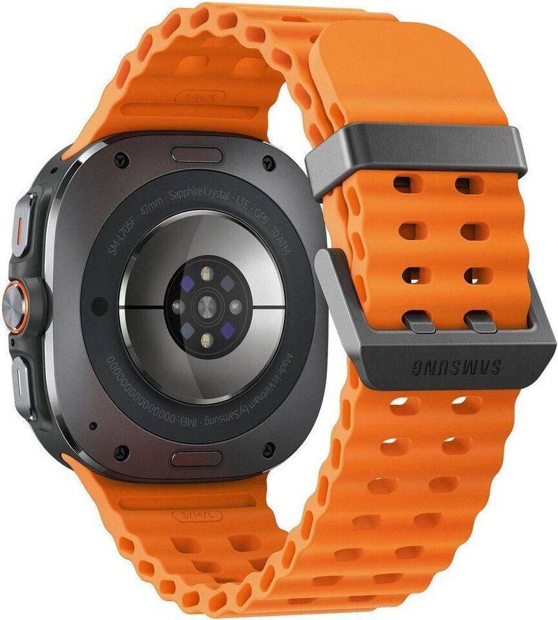 Samsung Galaxy Watch Ultra - 47 mm - Titan - intelligente Uhr mit Marineband - Gummi - Orange - Bandgröße: S/M/L - Anzeige 3.8 cm (1.5")