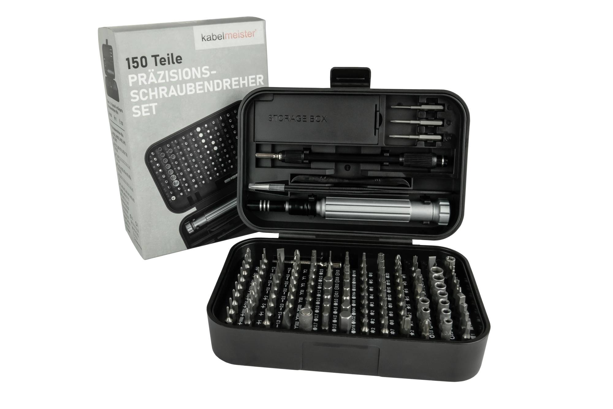 kabelmeister® Präzisions-Schraubendreher-Set, 150-Teile, u.a. 117x C4 Bits, 3x C3 Bits