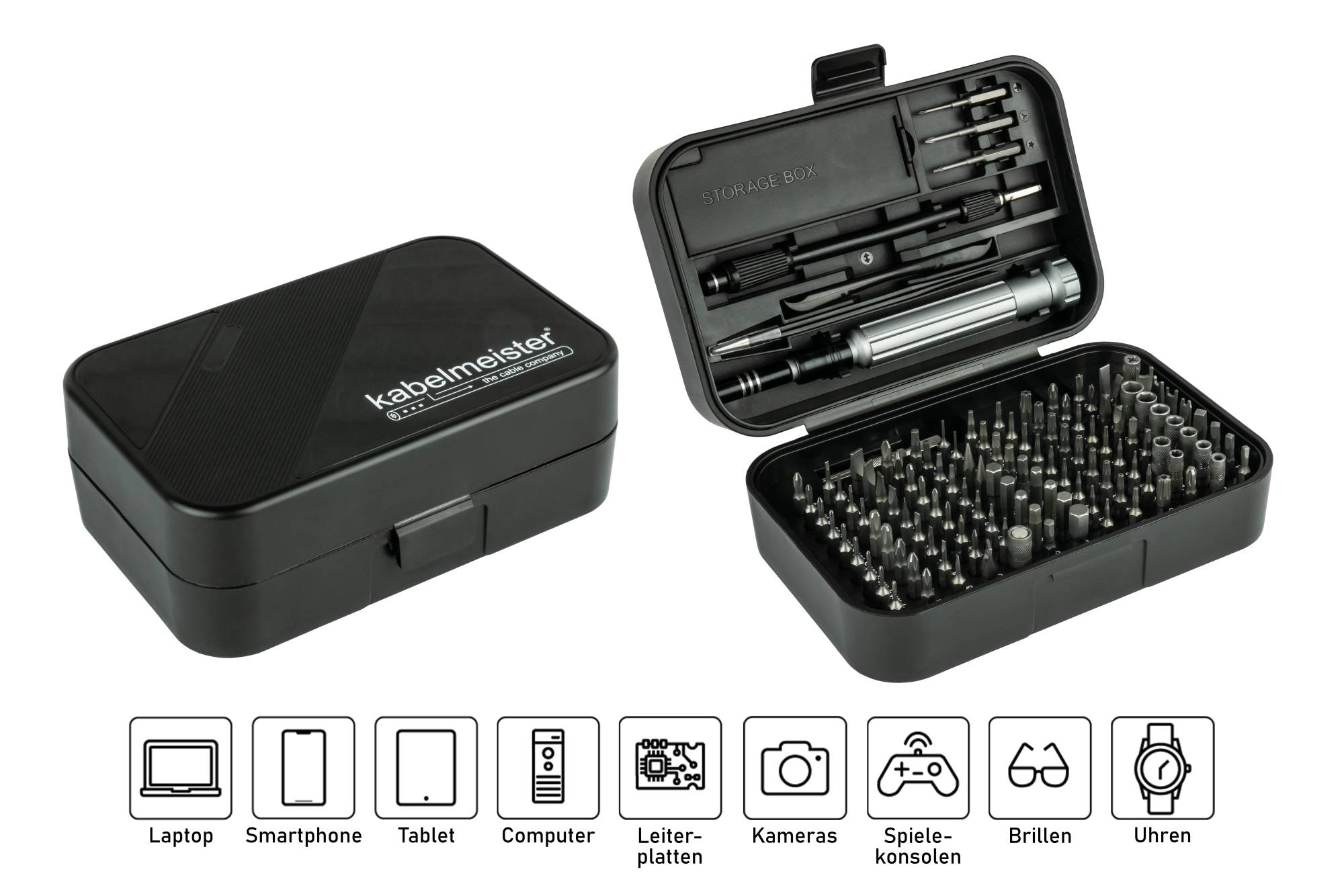 kabelmeister® Präzisions-Schraubendreher-Set, 150-Teile, u.a. 117x C4 Bits, 3x C3 Bits