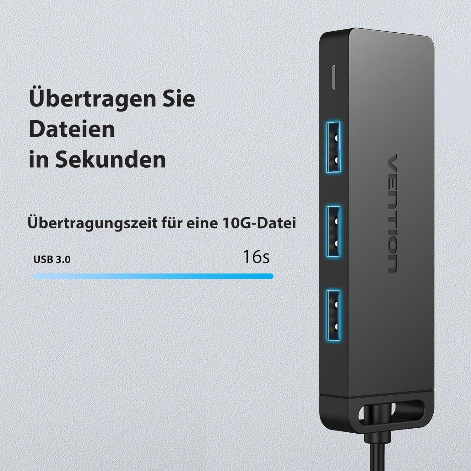 USB Hub 4-Port 3.0 USB Verteiler Splitter 0.15 Meter