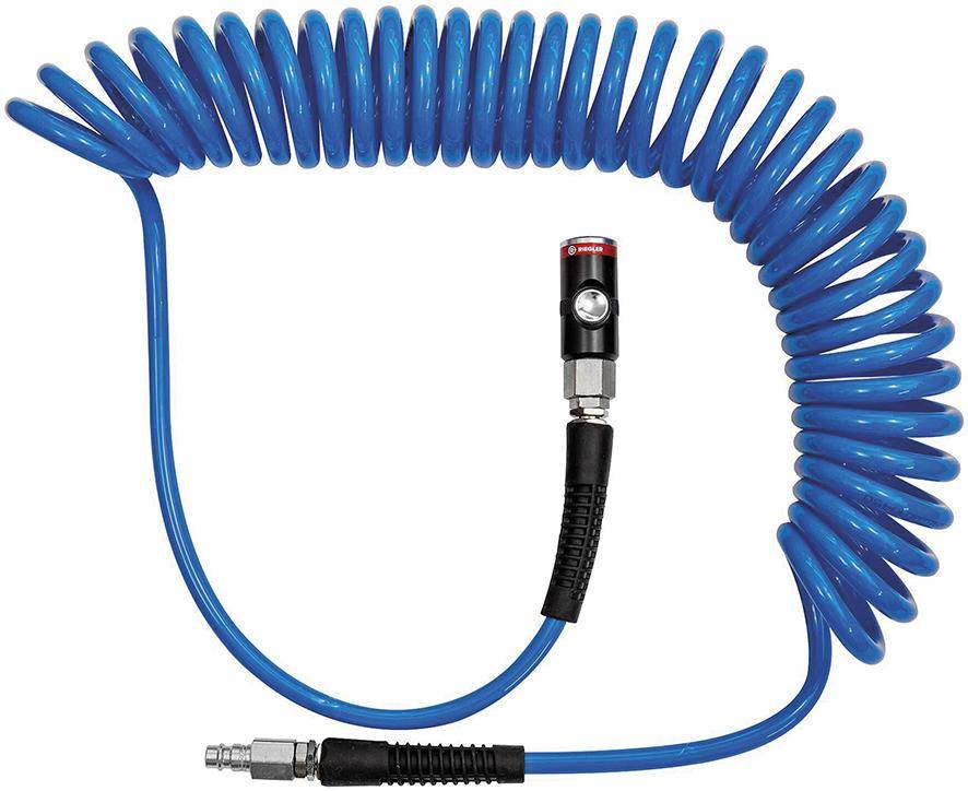 Spiralschlauch PU blau, Sicherheits-Kupplung und Stecker NW7,4 10x6,5mm 6m RIEGLER
