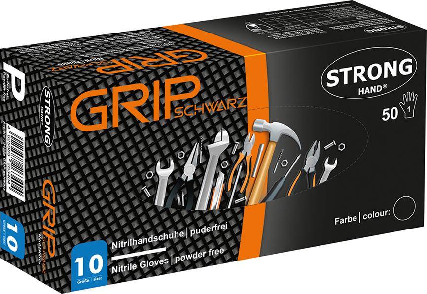 Einweghandschuh Grip,Nitril,ungepudert, schwarz,Gr.10, Box=50 Stück