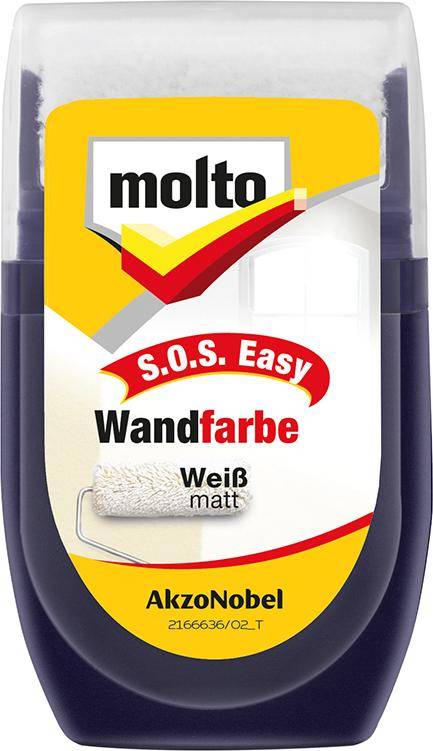 S.O.S. Wandfarbe 30 ml Ausbesserungsfarbe Farbroller weiß molto