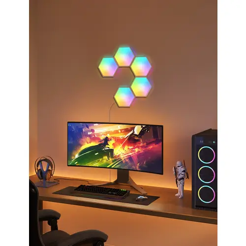 GOVEE LED-Panel Glide Hexa Light 36 W, EEK: G, RGB, 18x18 cm, 5 Stück GOVEE LED-Panel Glide Hexa Light 36 W, EEK: G, RGB, 18x18 cm, 5 Stück