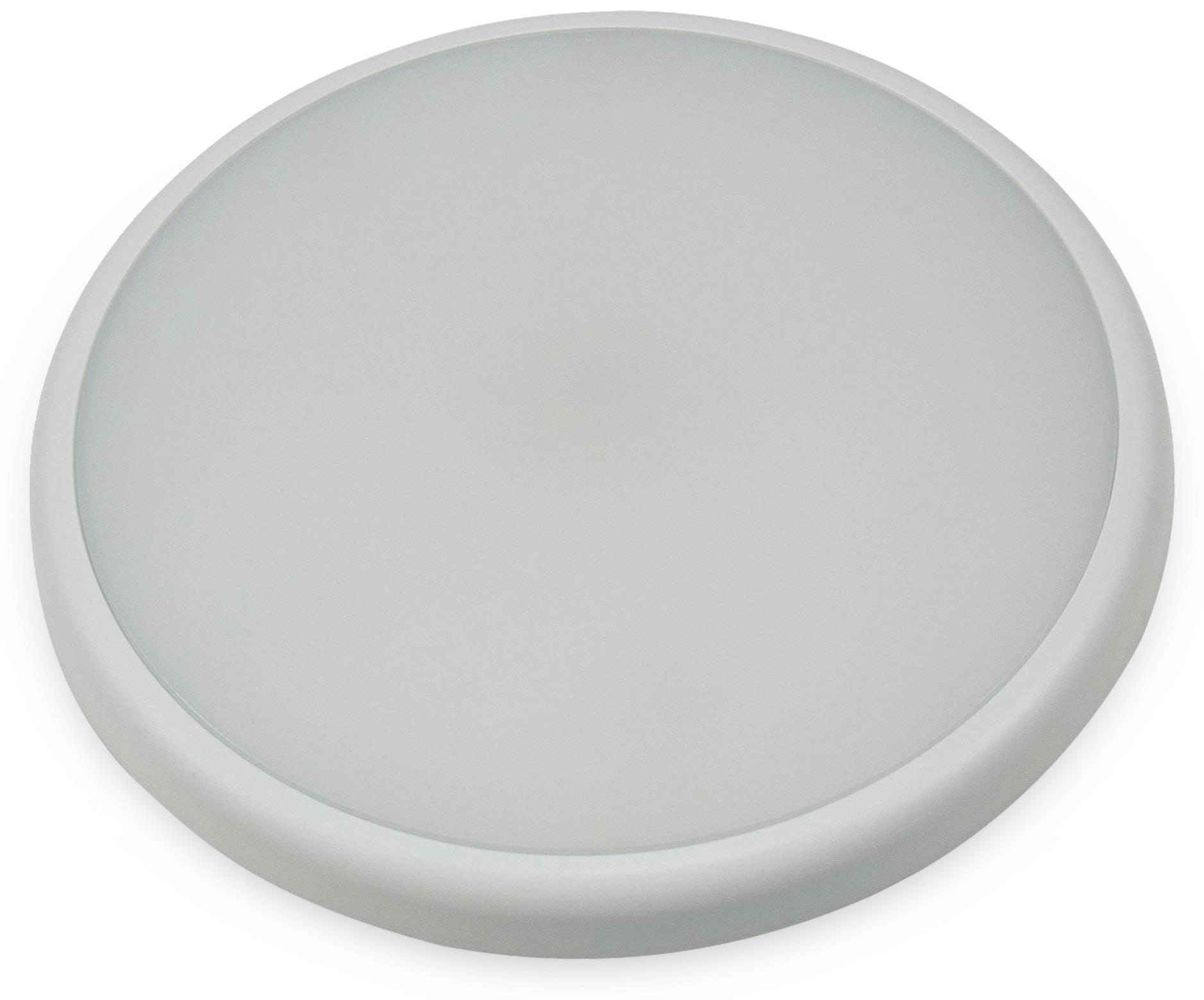 Ein rundes, hellgraues kabelloses Ladegerät zum Aufladen elektronischer Geräte.