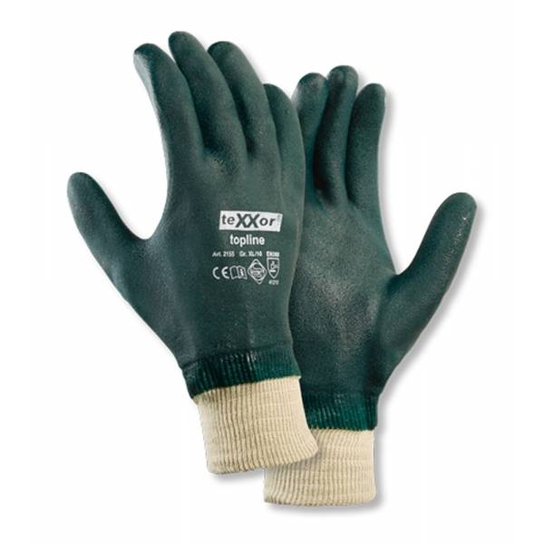 2155 texxor PVC Handschuh mit Strickbund Chemiehandschuh grün 120 Paar Gr. 10