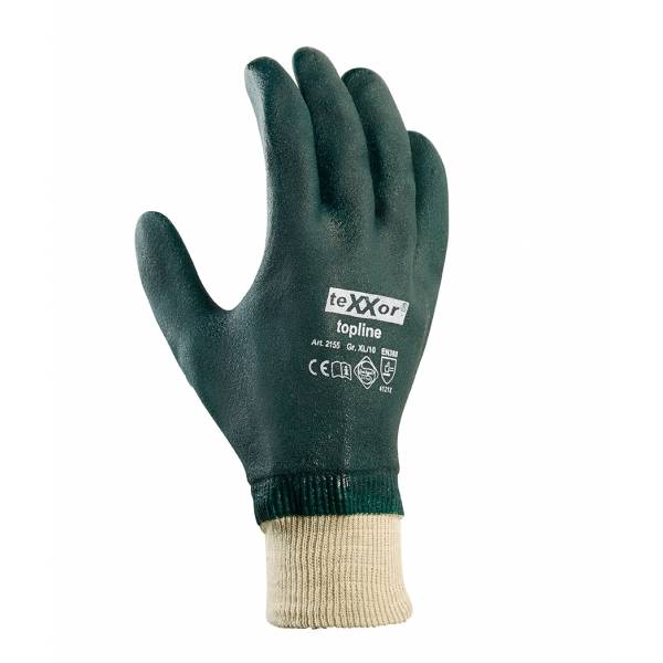 2155 texxor PVC Handschuh mit Strickbund Chemiehandschuh grün 120 Paar Gr. 10