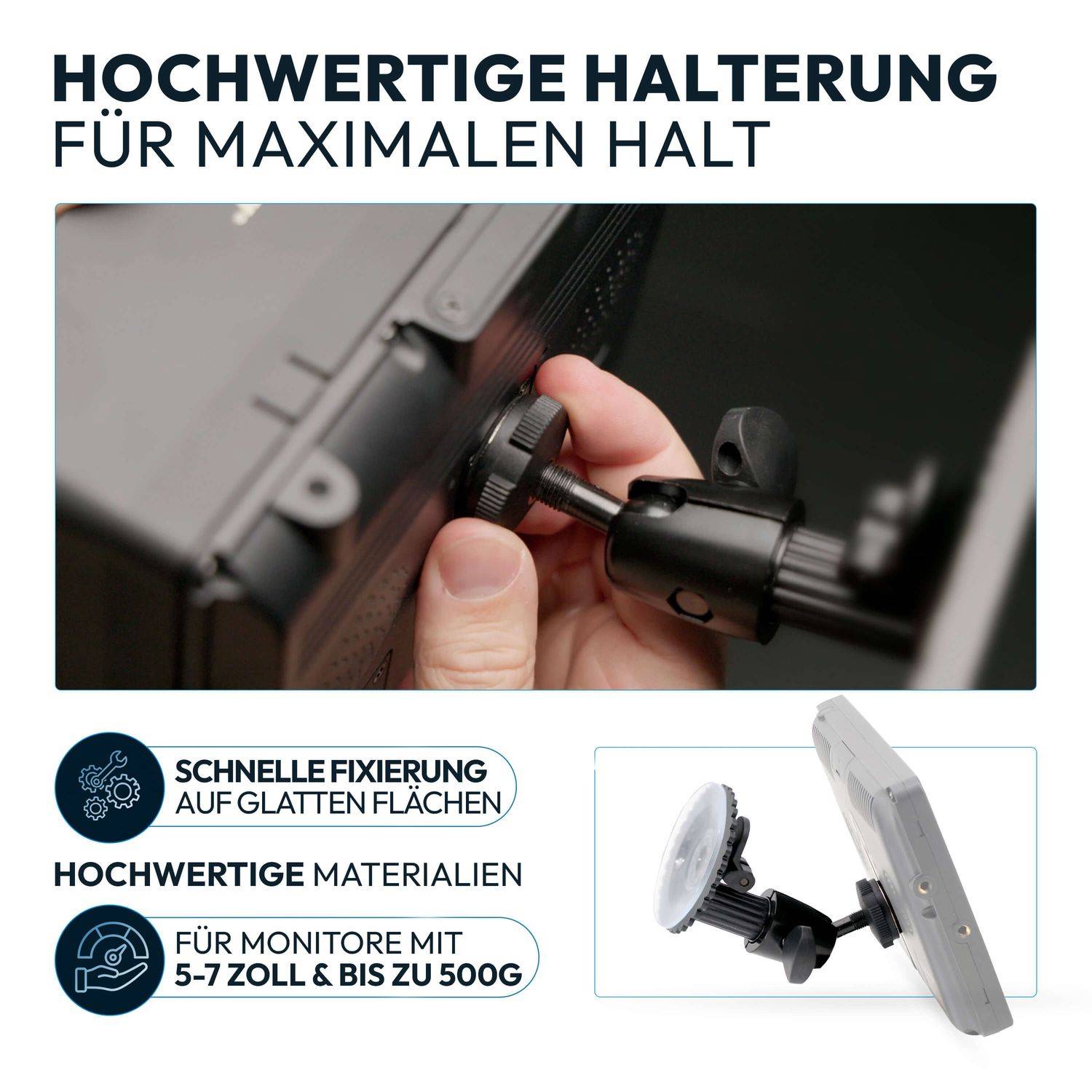VSG24 Flexible Halterung für Rückfahrmonitore mit Saugnapf