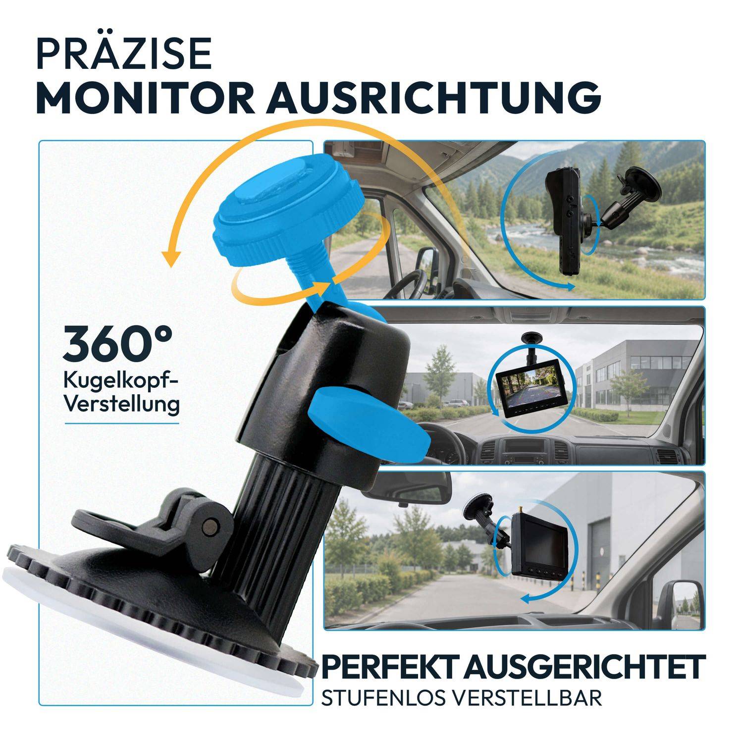 VSG24 Flexible Halterung für Rückfahrmonitore mit Saugnapf