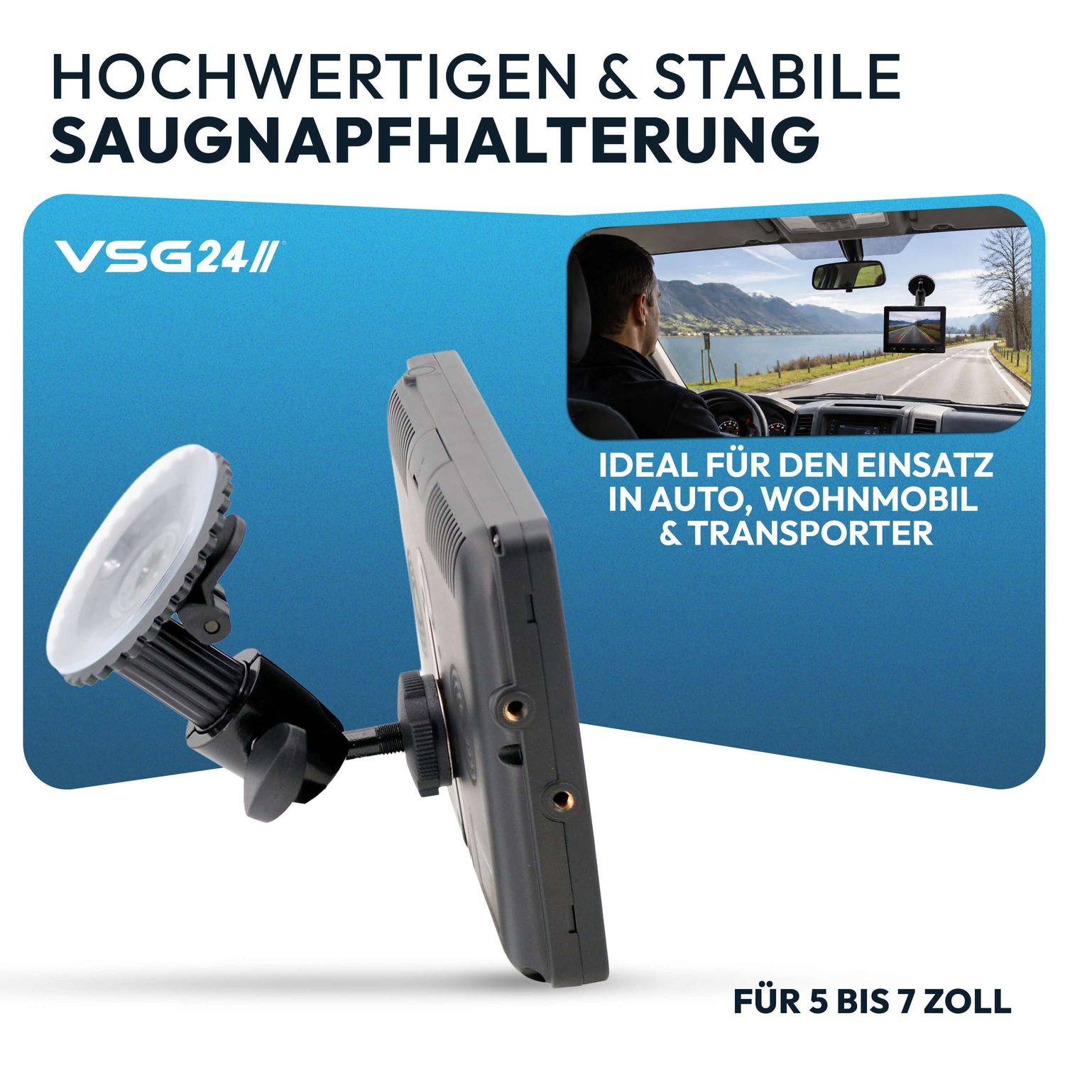VSG24 Flexible Halterung für Rückfahrmonitore mit Saugnapf