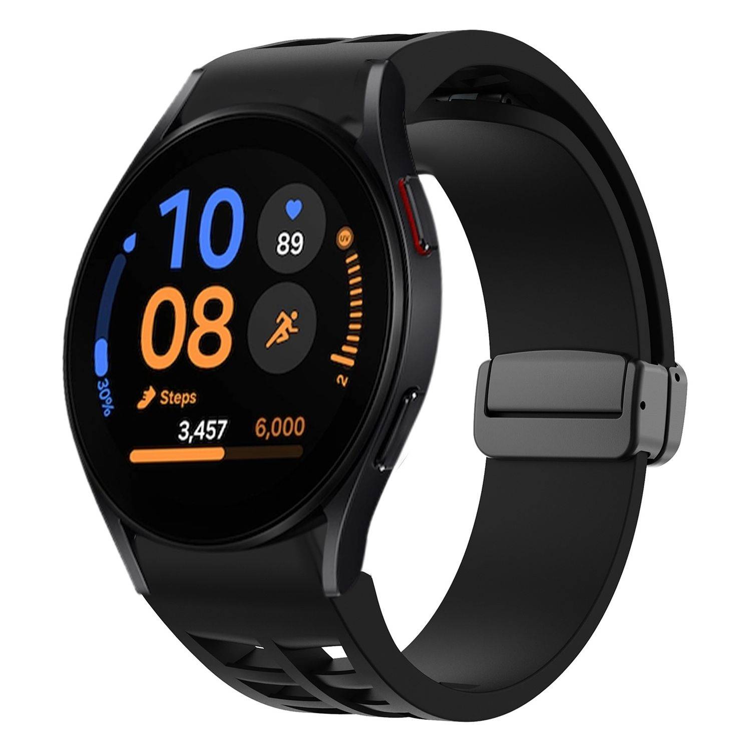 Für Samsung Galaxy Watch FE / 6 / 5 / 4 40mm Silikon Armband Schwarz