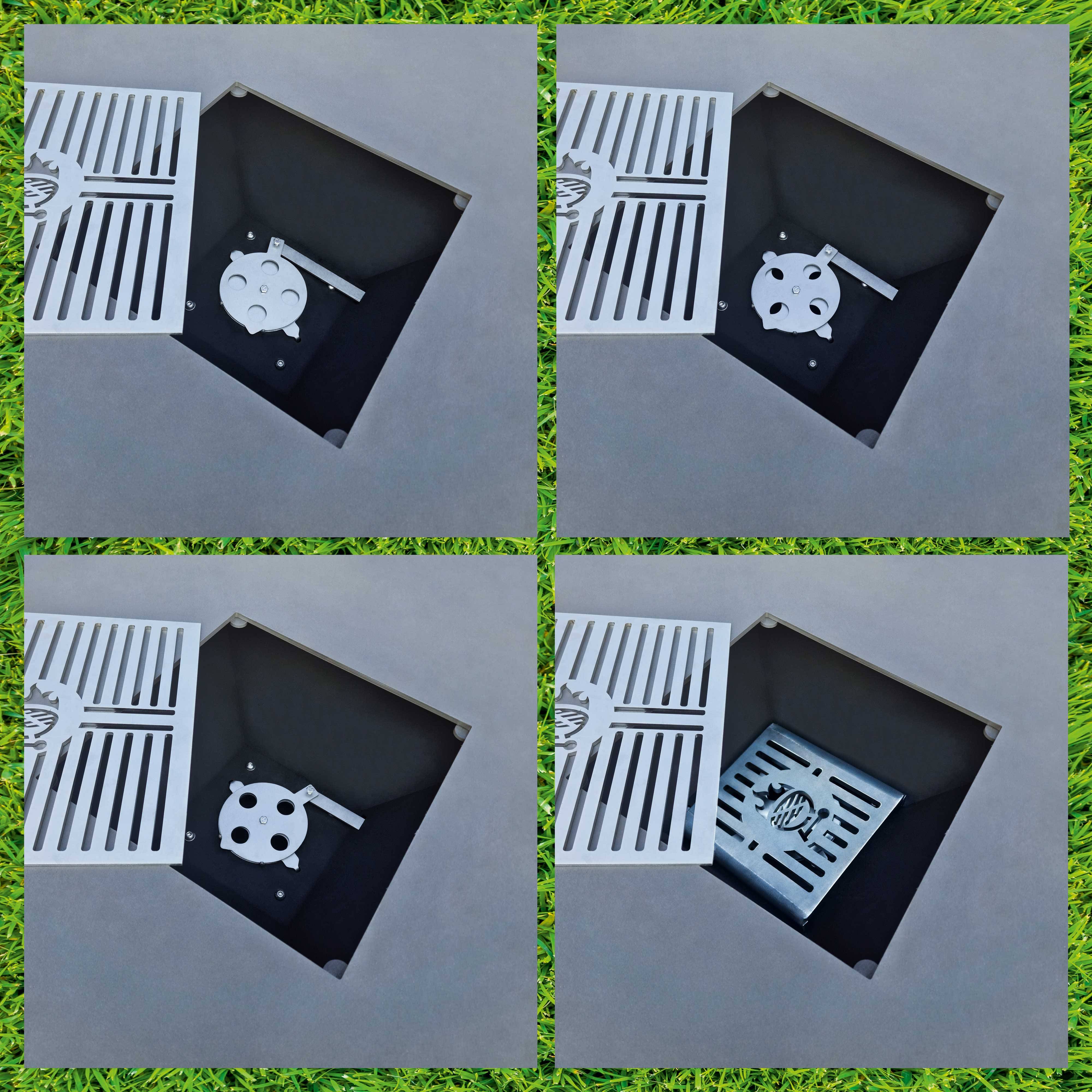 Dreamgarden Grill SQUARE Feuerplatte mit Grillrost Feuerschale Feuerkorb Grillplatte Feuerstelle Grillring rostig Feuerplattengrill BBQ