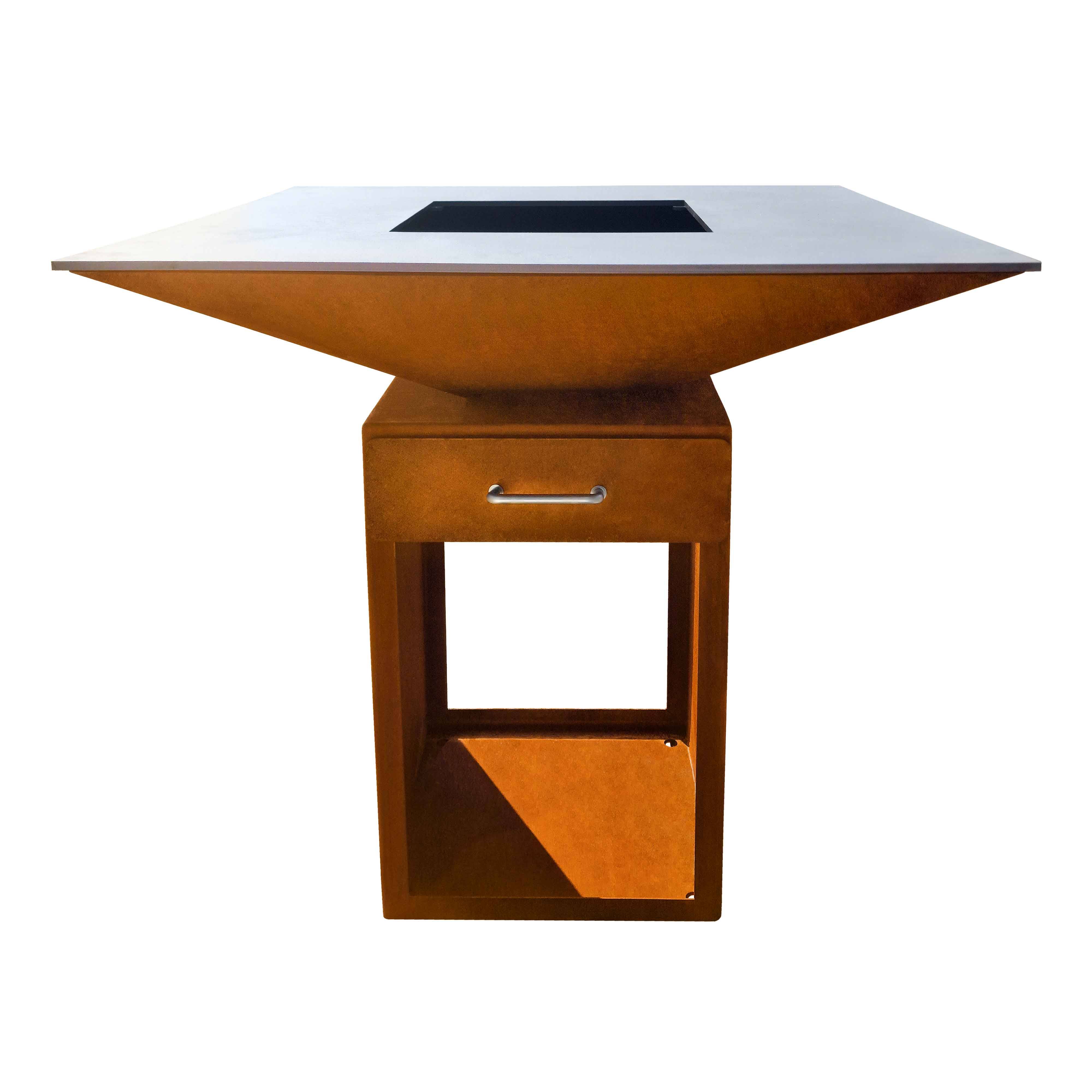 Dreamgarden Grill SQUARE Feuerplatte ohne Grillrost Feuerschale Feuerkorb Grillplatte Feuerstelle Grillring rostig Feuerplattengrill BBQ