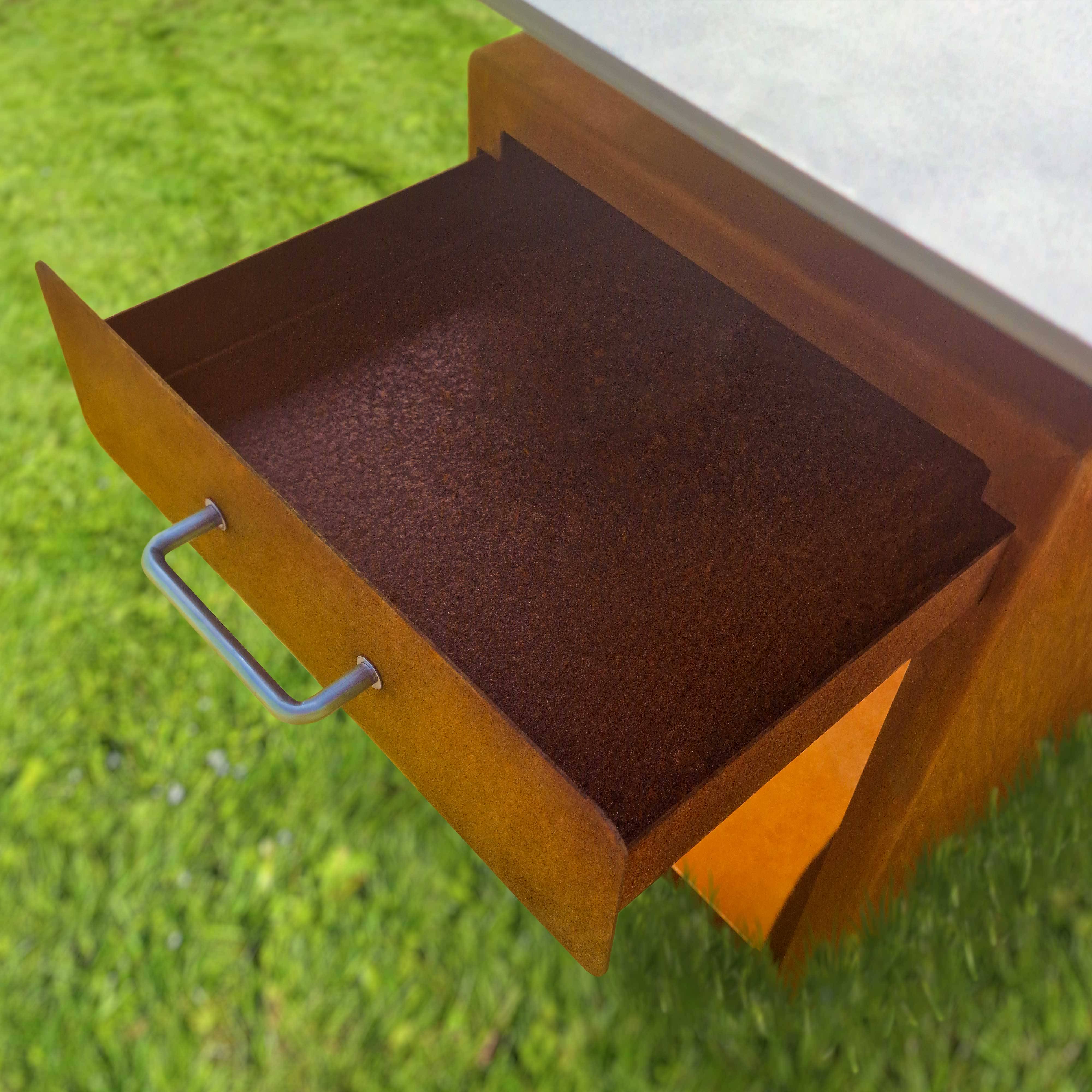 Dreamgarden Grill SQUARE Feuerplatte mit Grillrost Feuerschale Feuerkorb Grillplatte Feuerstelle Grillring rostig Feuerplattengrill BBQ