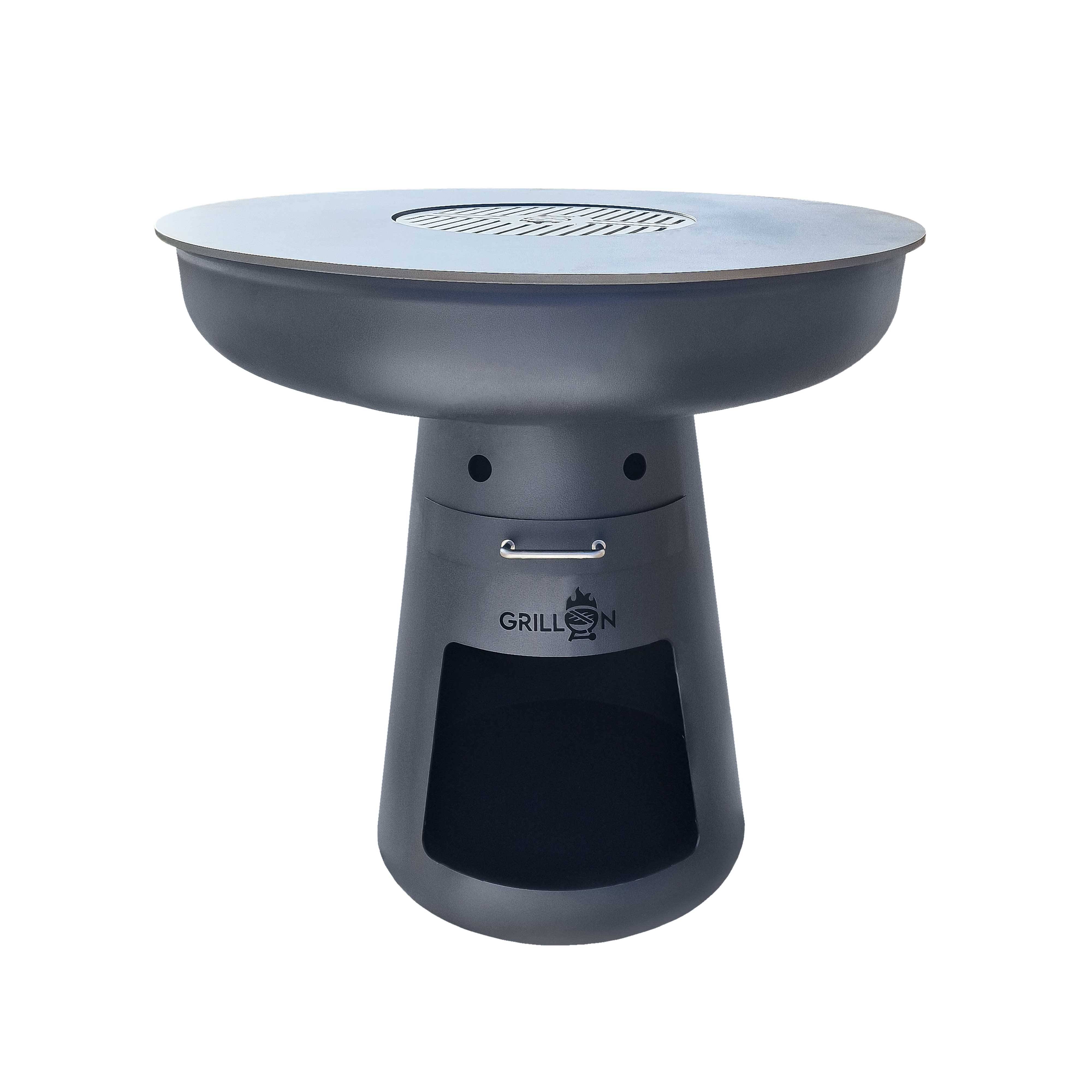 Dreamgarden Grill CIRCLE Feuerplatte mit Grillrost Feuerschale Feuerkorb Grillplatte Feuerstelle Grillring schwarz Feuerplattengrill BBQ