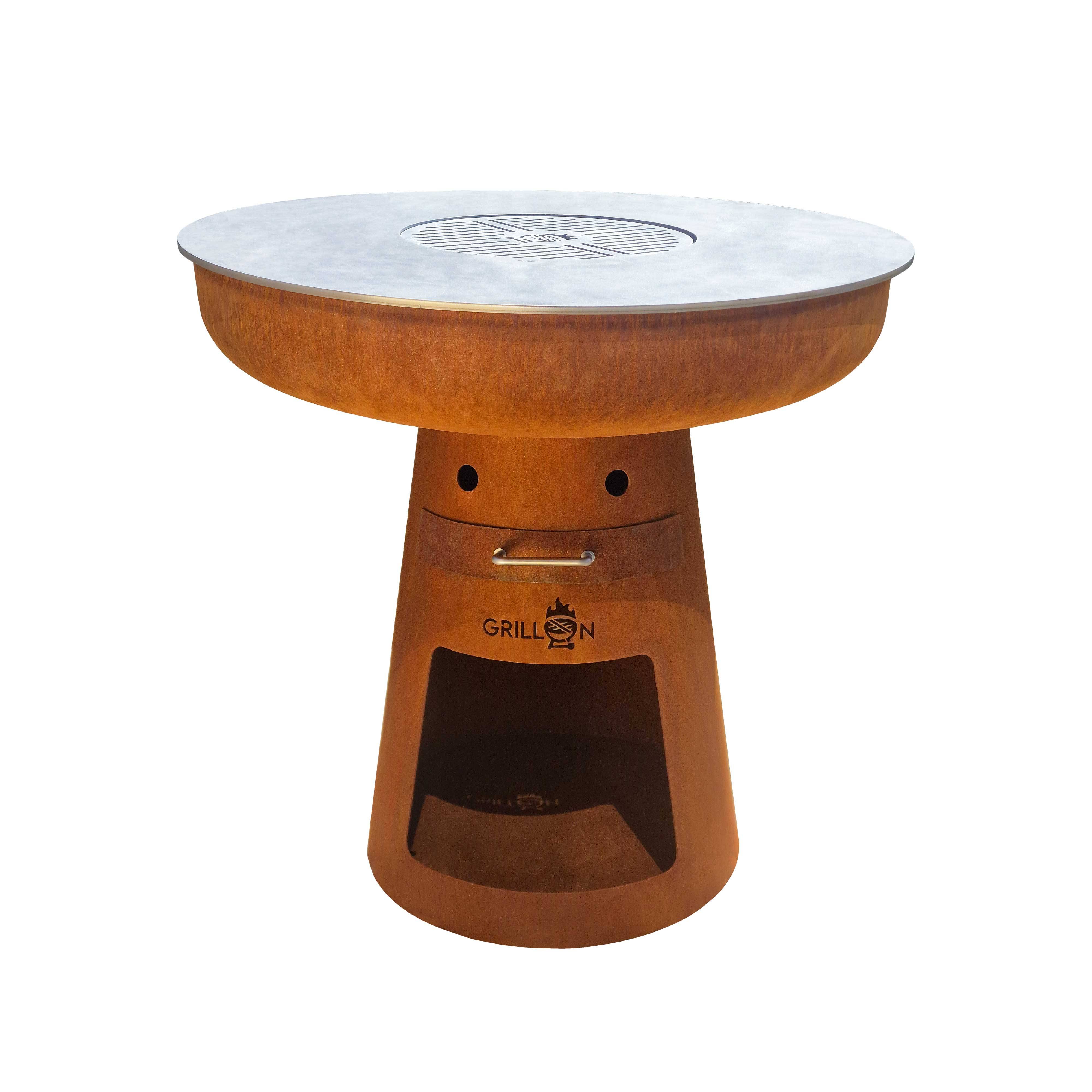 Dreamgarden Grill CIRCLE Feuerplatte mit Grillrost Feuerschale Feuerkorb Grillplatte Feuerstelle Grillring rostig Feuerplattengrill BBQ