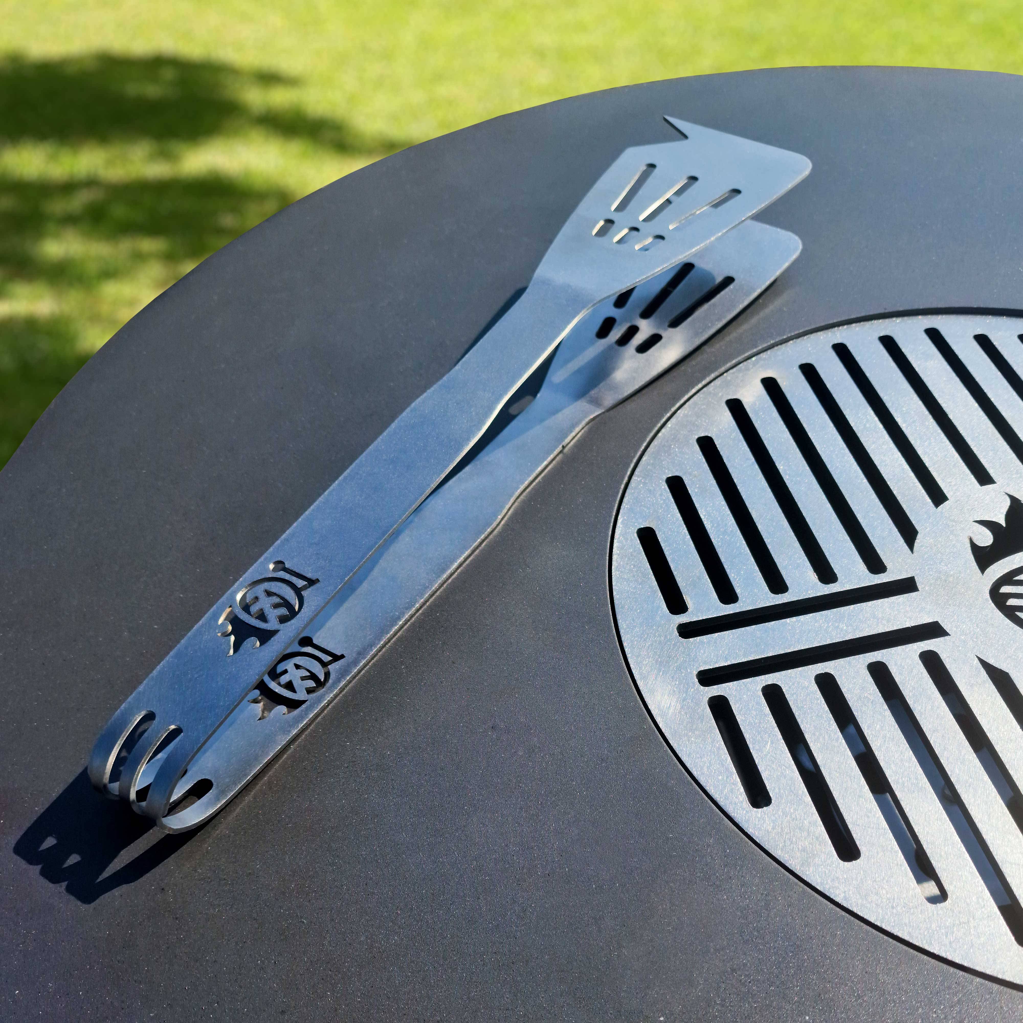 Dreamgarden Grillspachtelzange Edelstahl 2in1 Grillzange Spachtel Grillwender Spachtelzange Barbecuezange BBQ Grill-Besteck