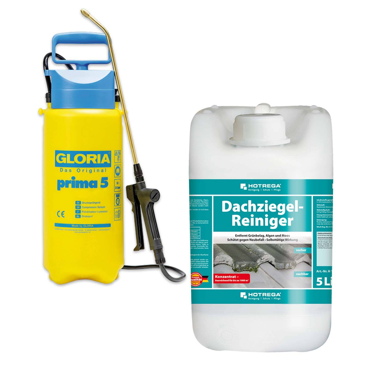 HOTREGA Dachziegel Reiniger Konzentrat 5L inkl. Drucksprüher