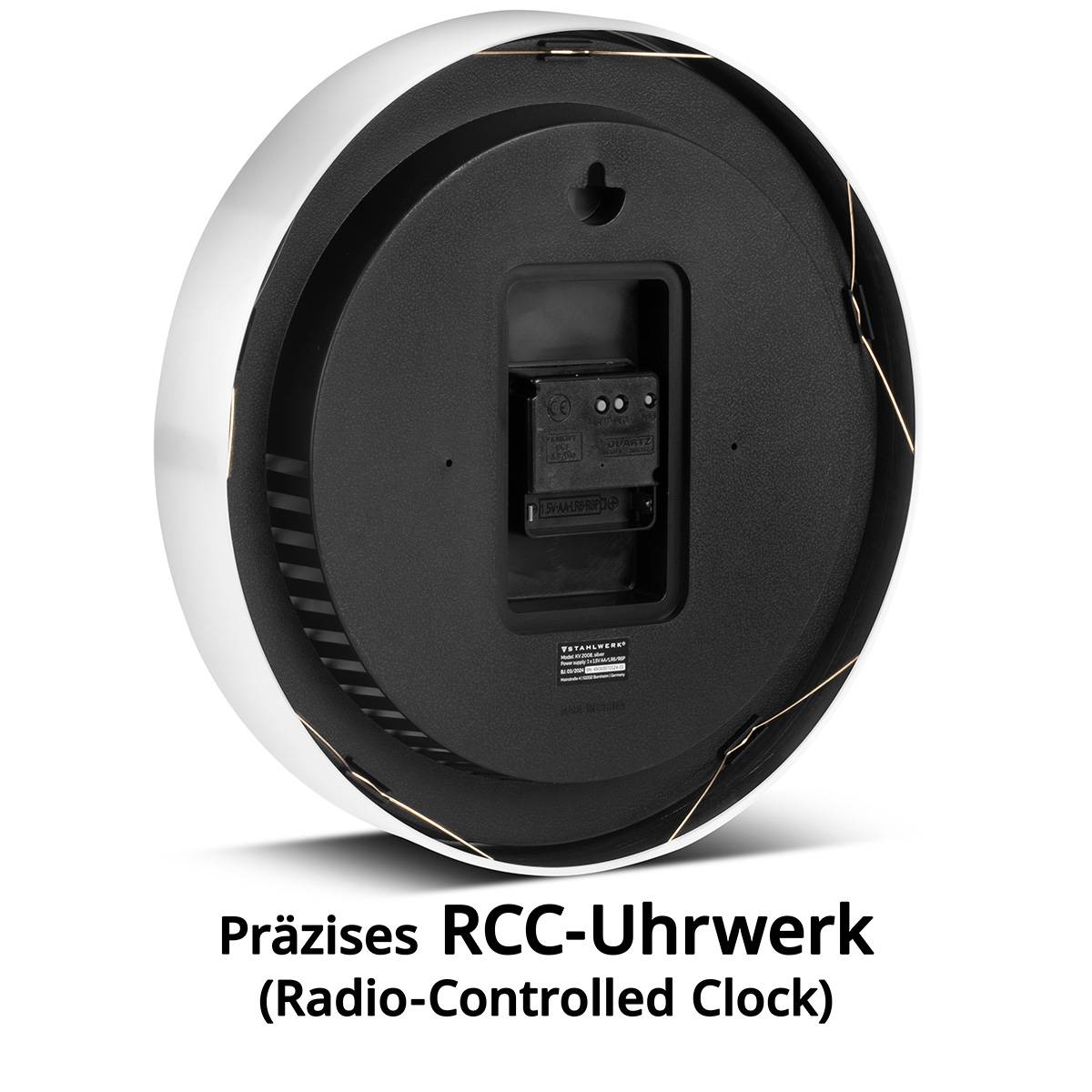 STAHLWERK Wanduhr 30 cm weiße Werkstattuhr mit Aluminium-Gehäuse RCC-Uhrwerk