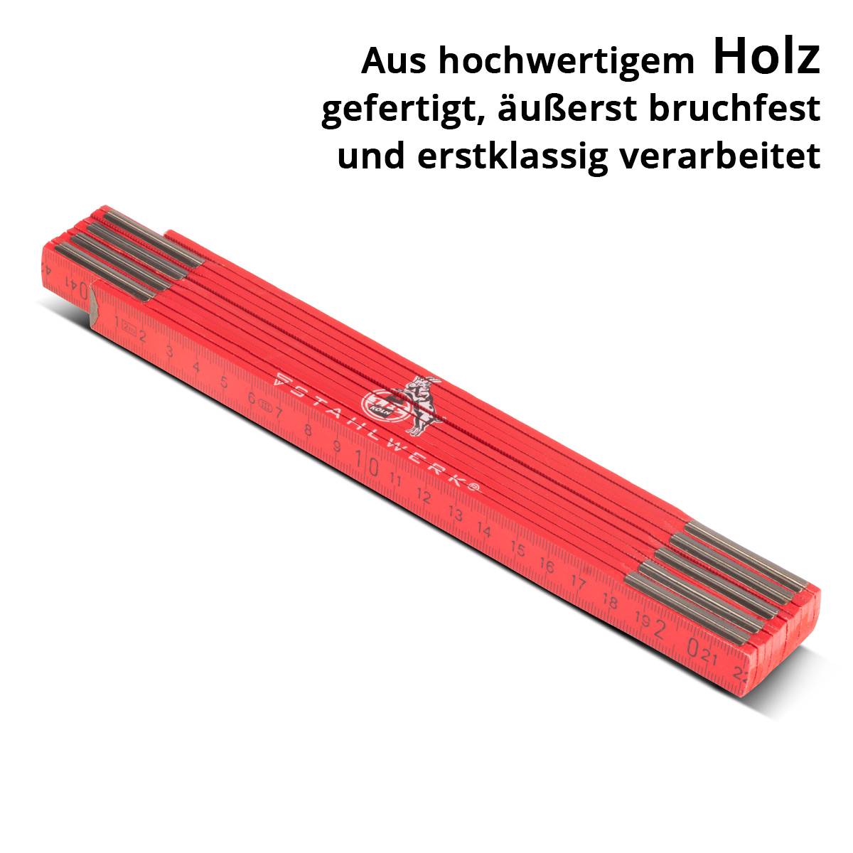 STAHLWERK Zollstock 1. FC Köln Edition 3er Set 2 m Meterstab Gliedermaßstab