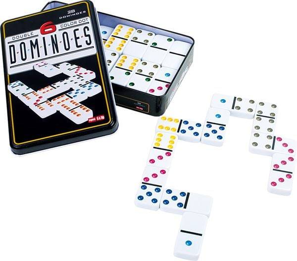 Small foot 3494 - Domino, Double 6 Color Dot Dominoes, 6 Farben, 28 Stück