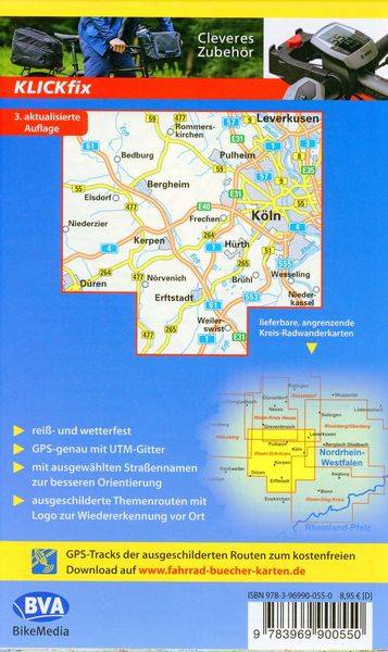 Radwanderkarte BVA Die schönsten Radtouren im Rhein-Erft-Kreis 1:50.000, reiß- und wetterfest, GPS-Tracks Download