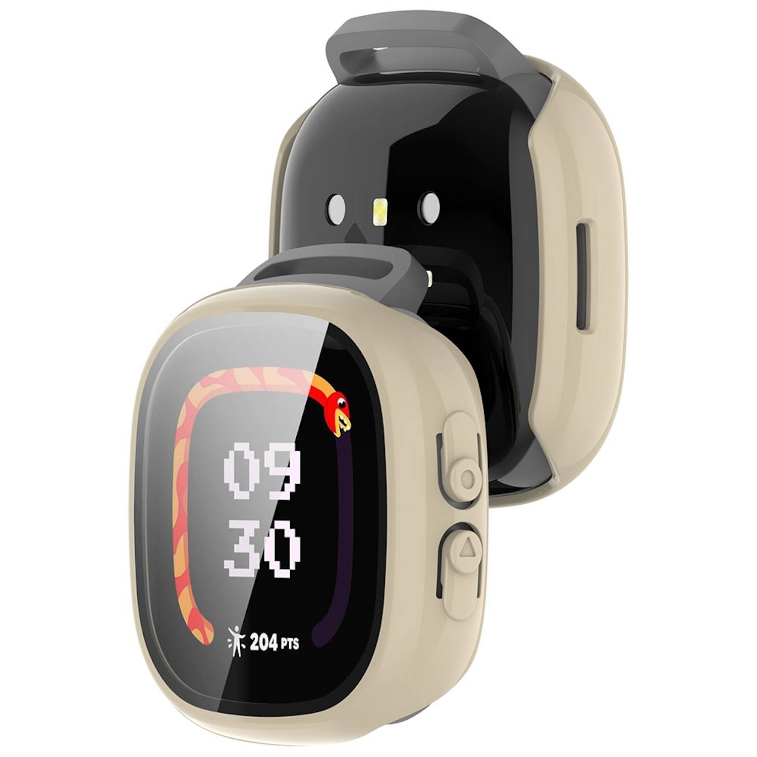 Für Fitbit Ace LTE Kunststoff PC Watch Hülle + Schutz Hart Glas Beige