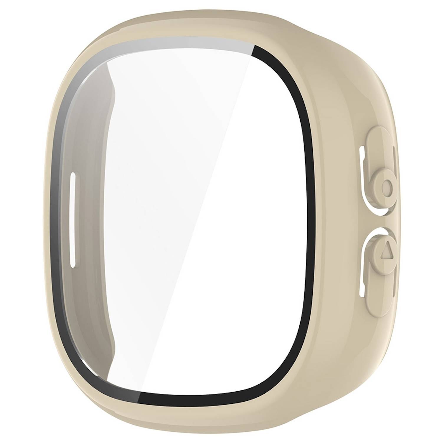 Für Fitbit Ace LTE Kunststoff PC Watch Hülle + Schutz Hart Glas Beige