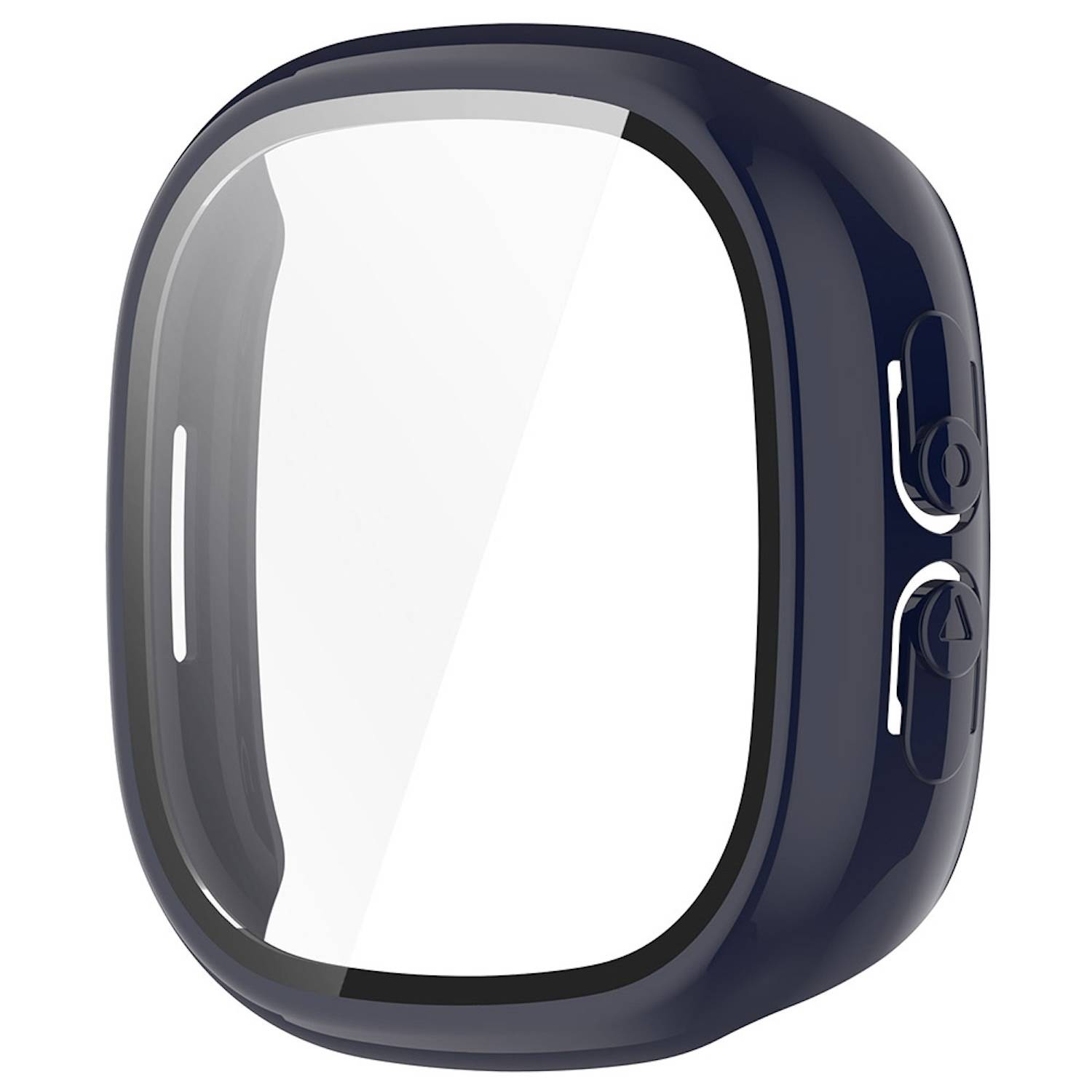 Für Fitbit Ace LTE Kunststoff PC Watch Hülle + Schutz Glas Dunkelblau