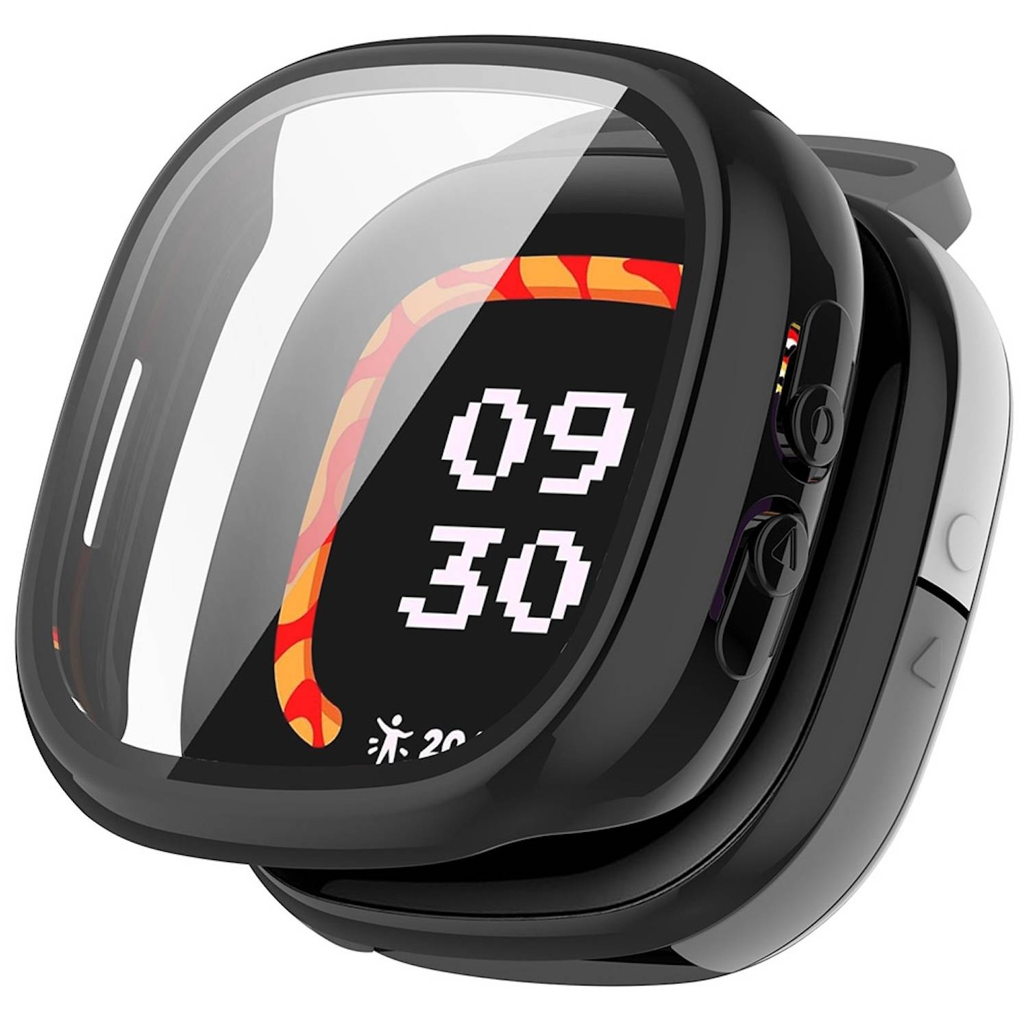 Für Fitbit Ace LTE Kunststoff PC Watch Hülle + Schutz Glas Schwarz