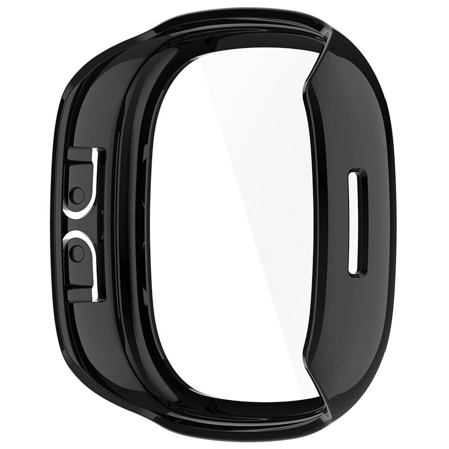 Für Fitbit Ace LTE Kunststoff PC Watch Hülle + Schutz Glas Schwarz