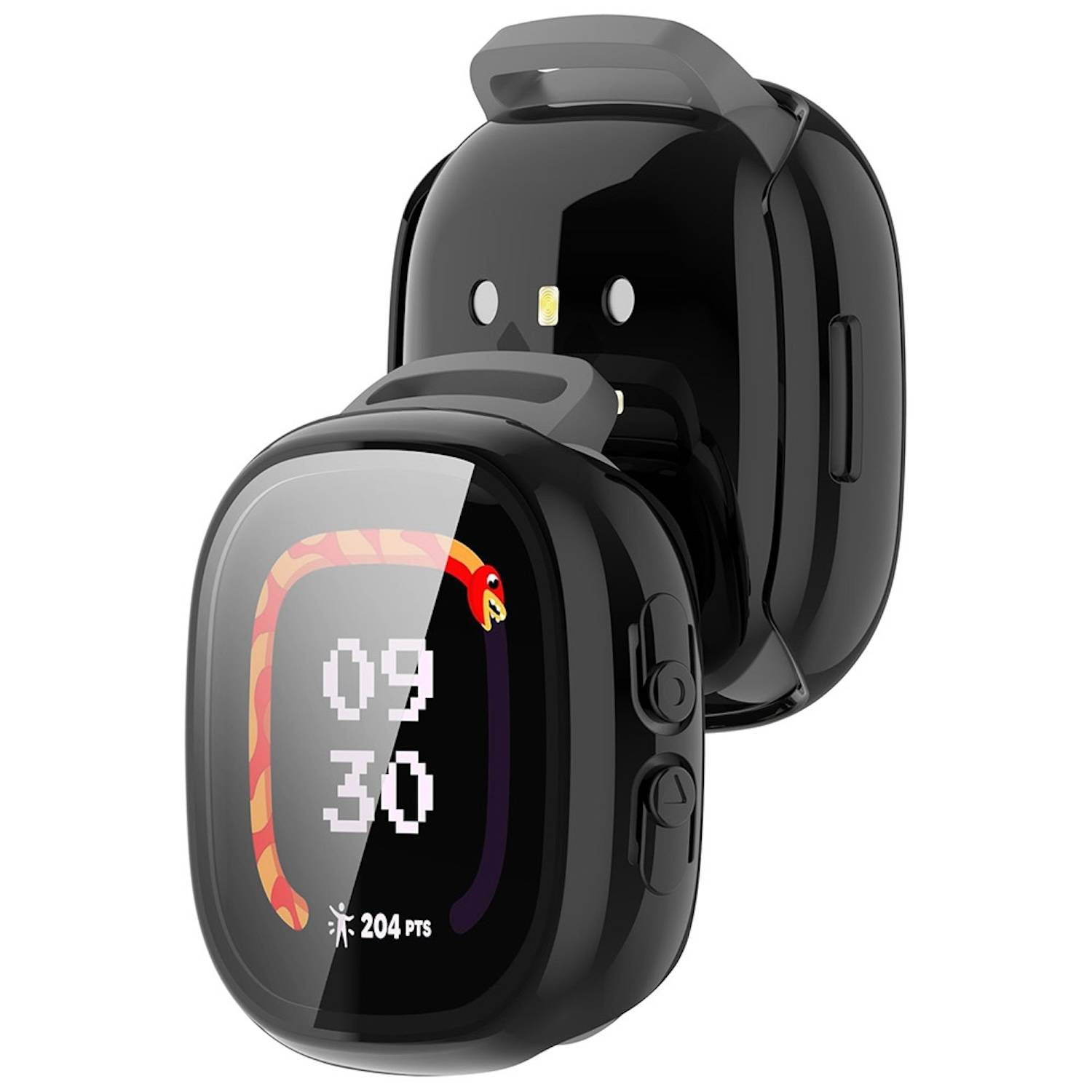Für Fitbit Ace LTE Kunststoff PC Watch Hülle + Schutz Glas Schwarz