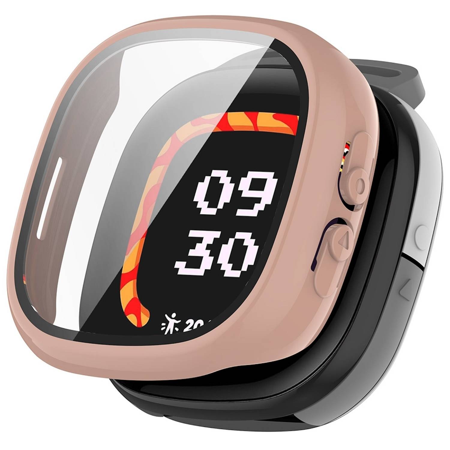 Für Fitbit Ace LTE Kunststoff PC Watch Hülle + Schutz Hart Glas Pink