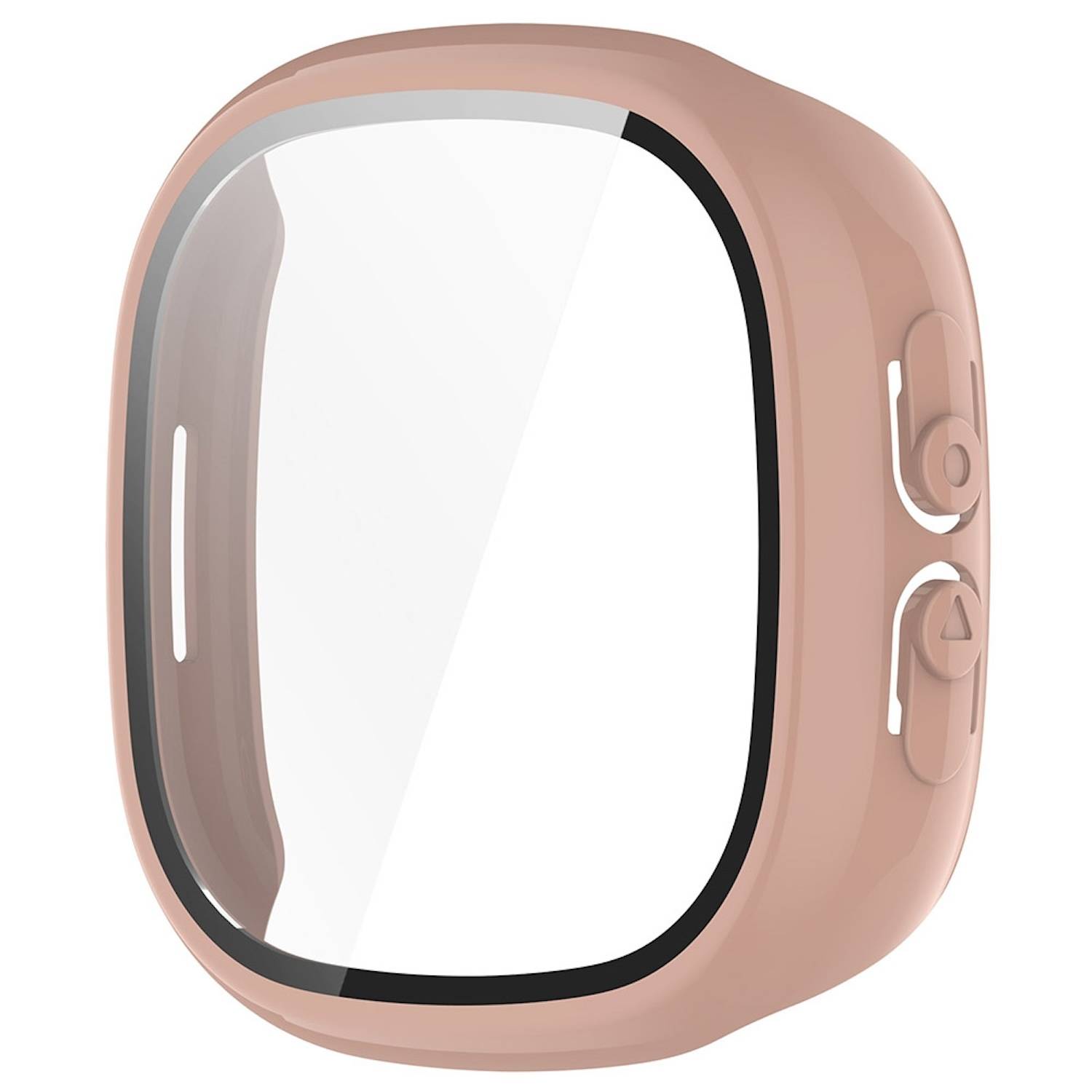 Für Fitbit Ace LTE Kunststoff PC Watch Hülle + Schutz Hart Glas Pink