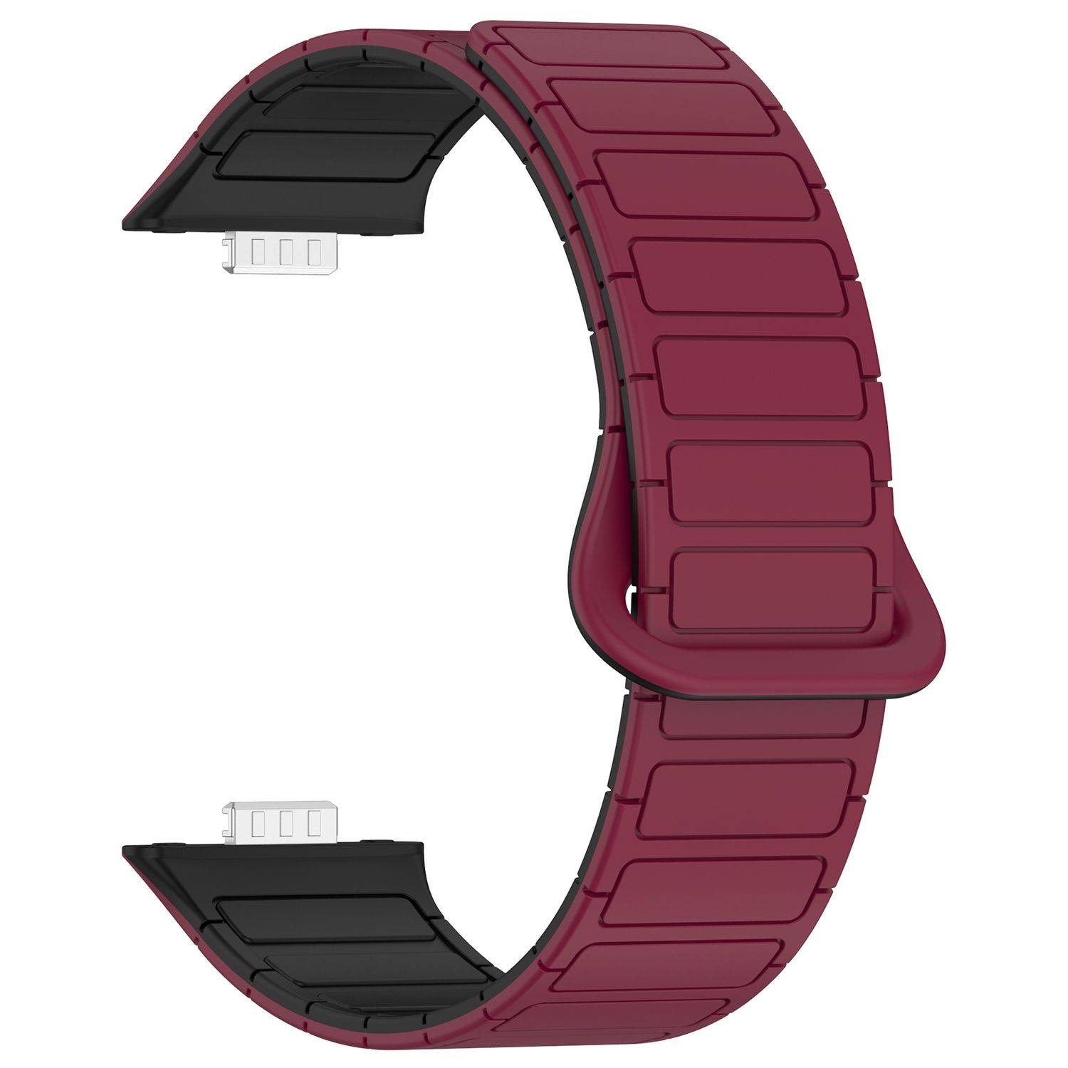 Für Huawei Watch Fit 3 Two Color Silikon Magnetisches Arm Band Weinrot
