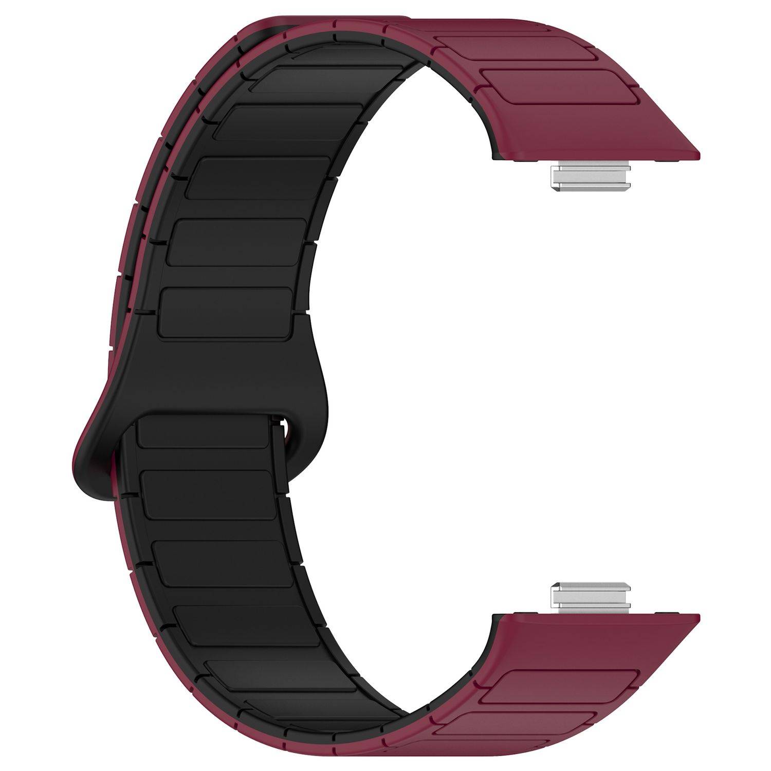 Für Huawei Watch Fit 3 Two Color Silikon Magnetisches Arm Band Weinrot