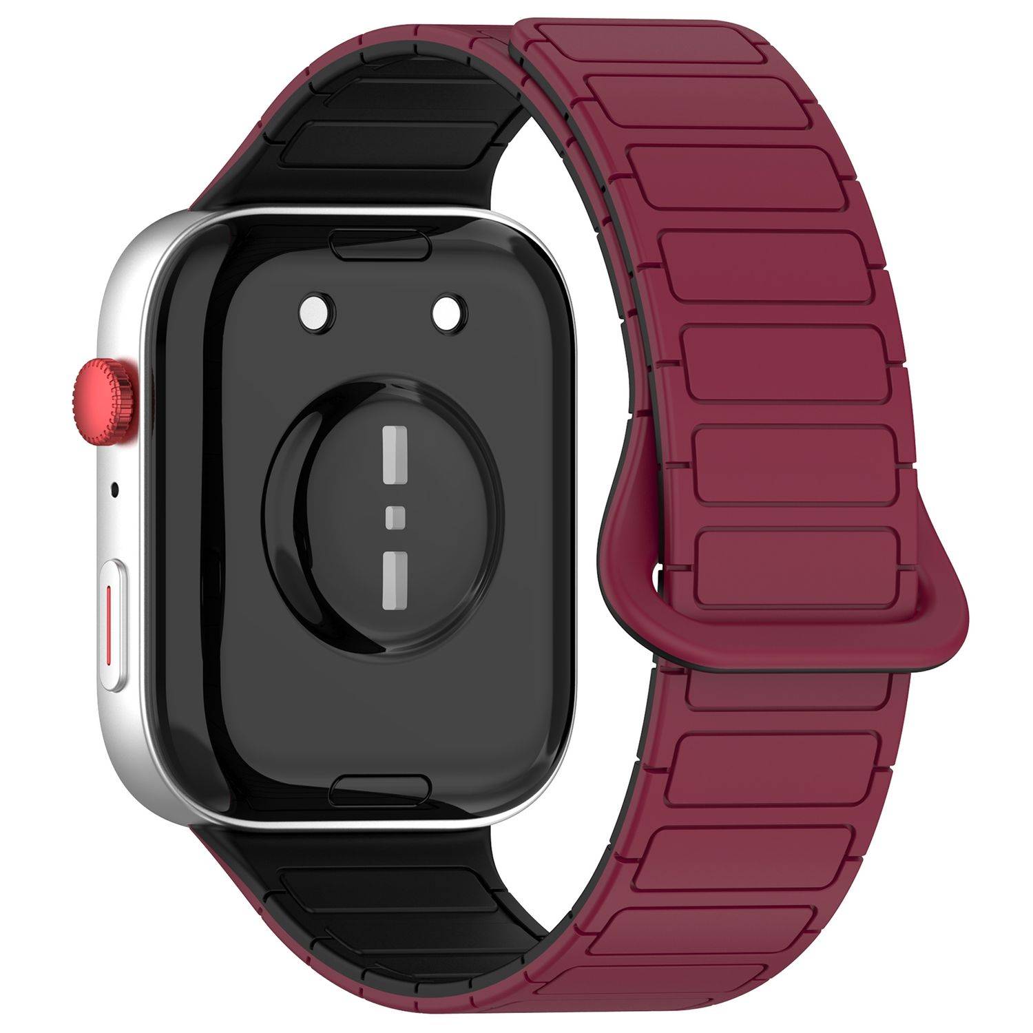 Für Huawei Watch Fit 3 Two Color Silikon Magnetisches Arm Band Weinrot