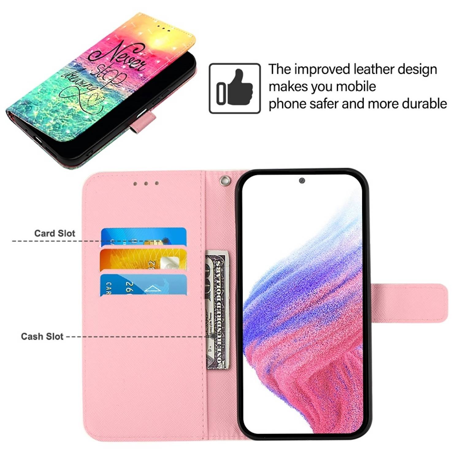 Für ZTE Blade A73 5G Kunst-Leder Tasche Hülle Book Wallet Etui Motiv 3