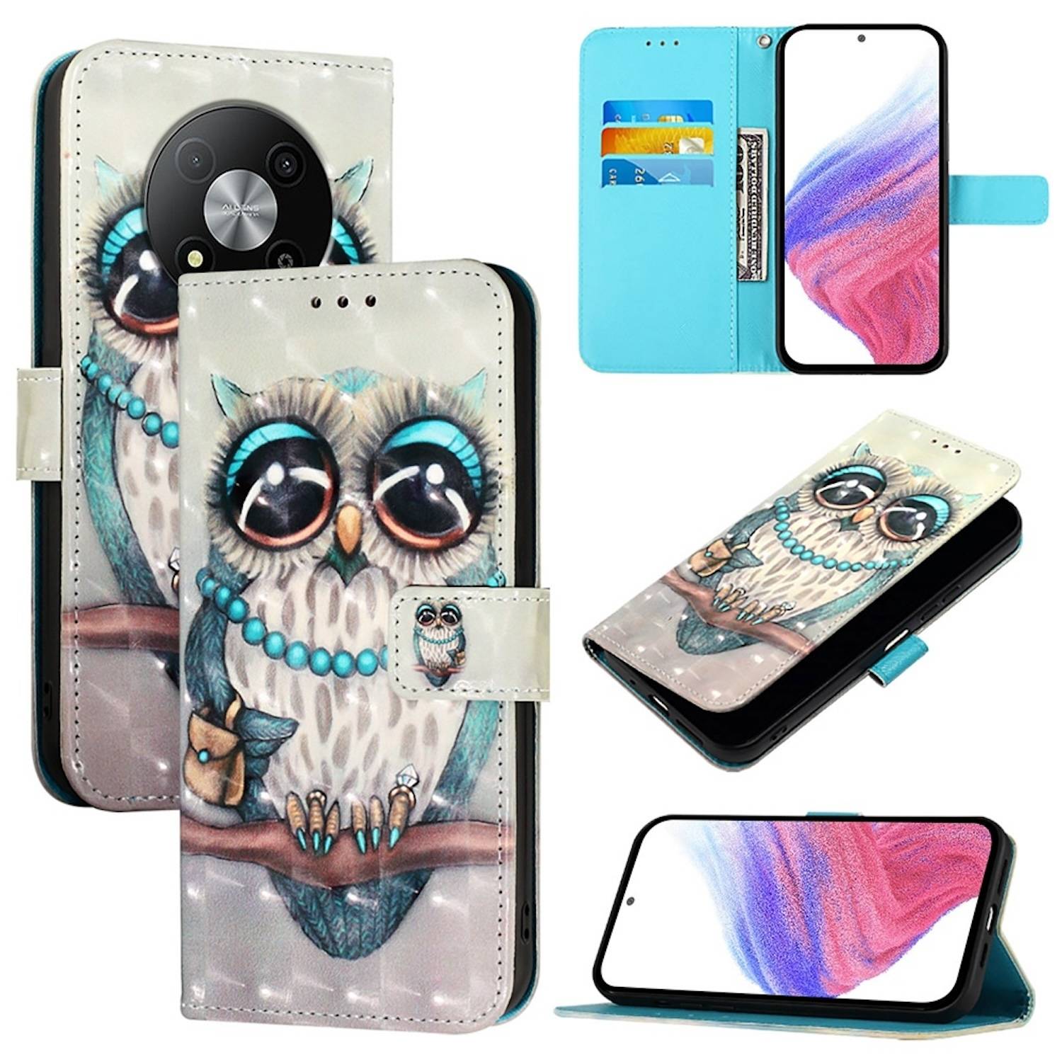 Für ZTE Blade A73 5G Kunst-Leder Tasche Hülle Book Wallet Etui Motiv 4