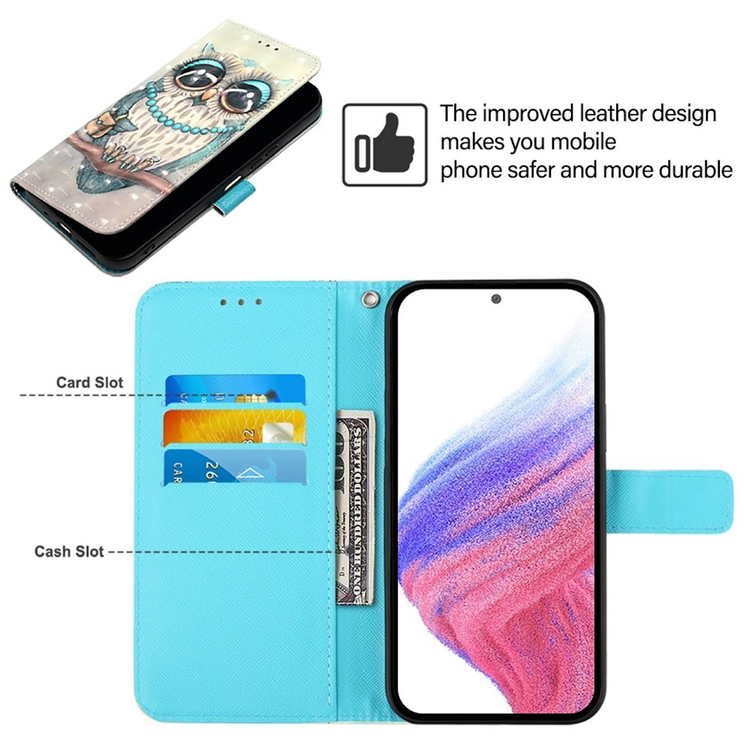 Für ZTE Blade A73 5G Kunst-Leder Tasche Hülle Book Wallet Etui Motiv 4