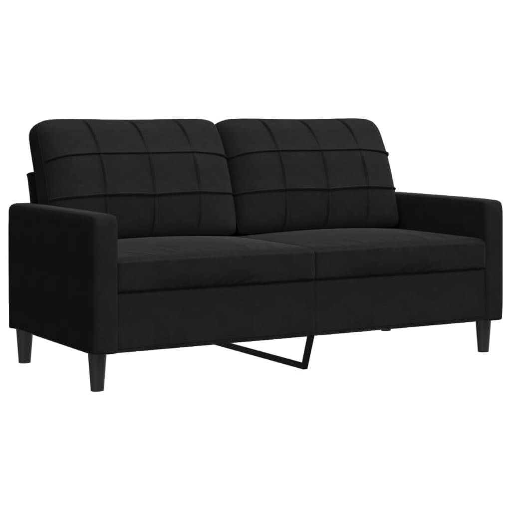 vidaXL 2-tlg. Sofagarnitur mit Kissen Schwarz Samt