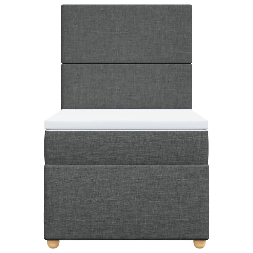 vidaXL Boxspringbett mit Matratze Dunkelgrau 90x190 cm Stoff