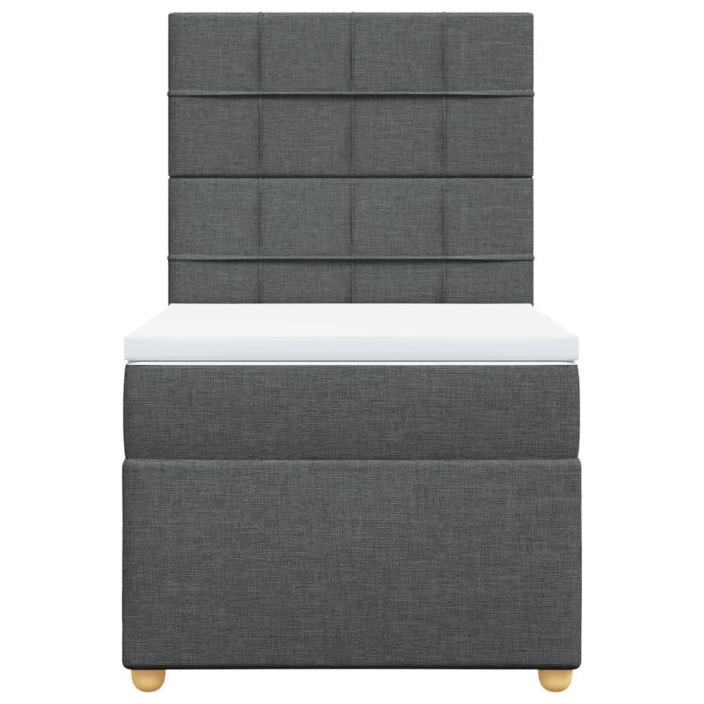vidaXL Boxspringbett mit Matratze Dunkelgrau 90x190 cm Stoff