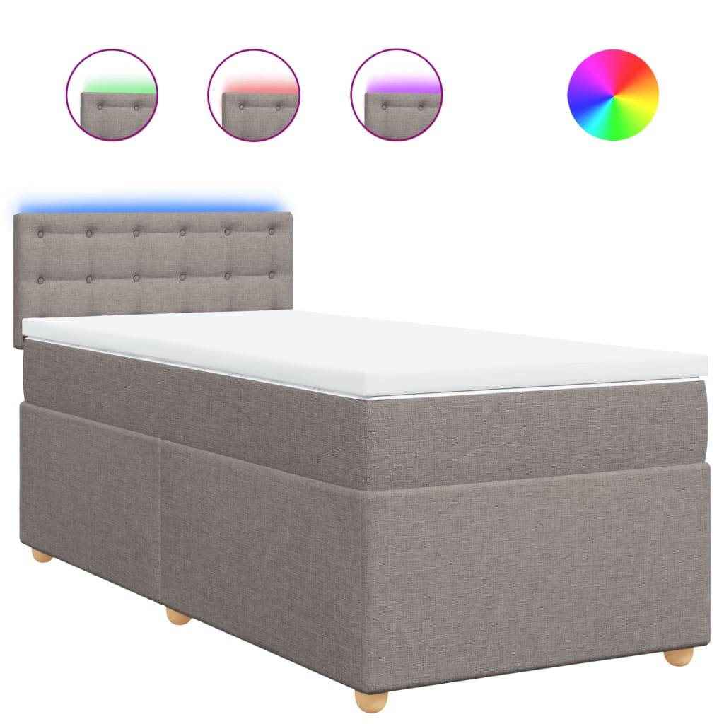 vidaXL Boxspringbett mit Matratze Taupe 100x200 cm Stoff