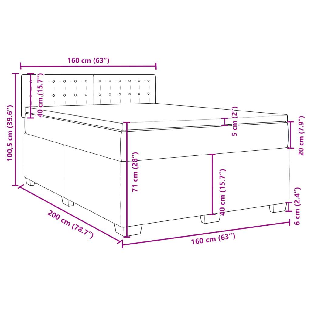 vidaXL Boxspringbett mit Matratze Creme 160x200 cm Stoff