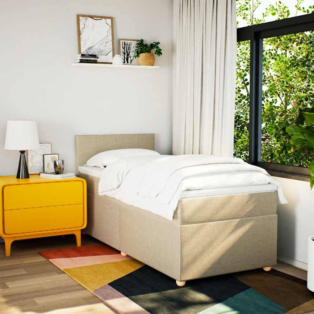 vidaXL Boxspringbett mit Matratze Creme 80x200 cm Stoff