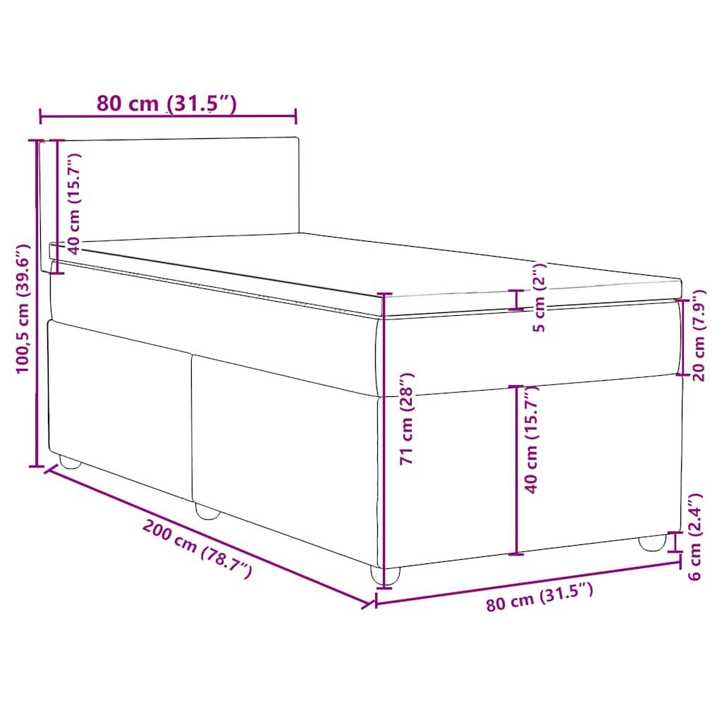 vidaXL Boxspringbett mit Matratze Creme 80x200 cm Stoff