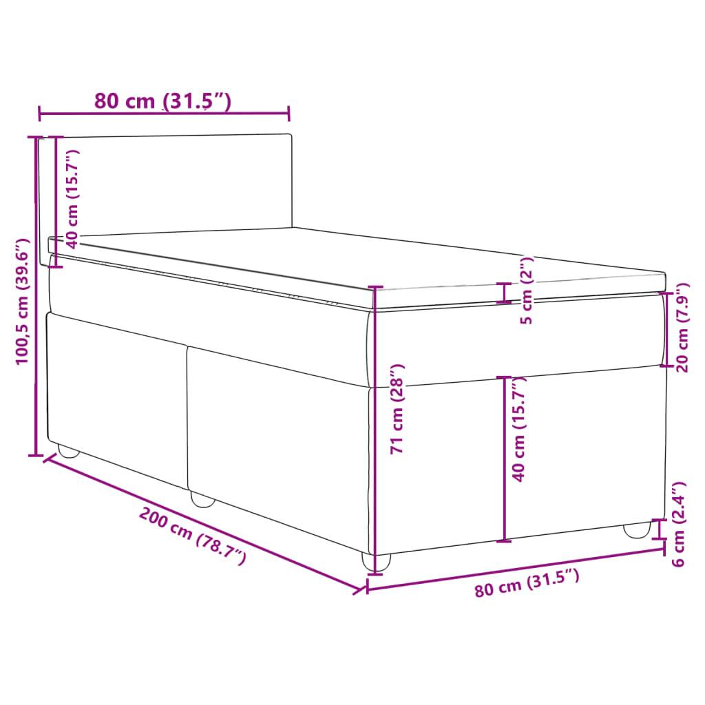 vidaXL Boxspringbett mit Matratze Schwarz 80x200 cm Stoff