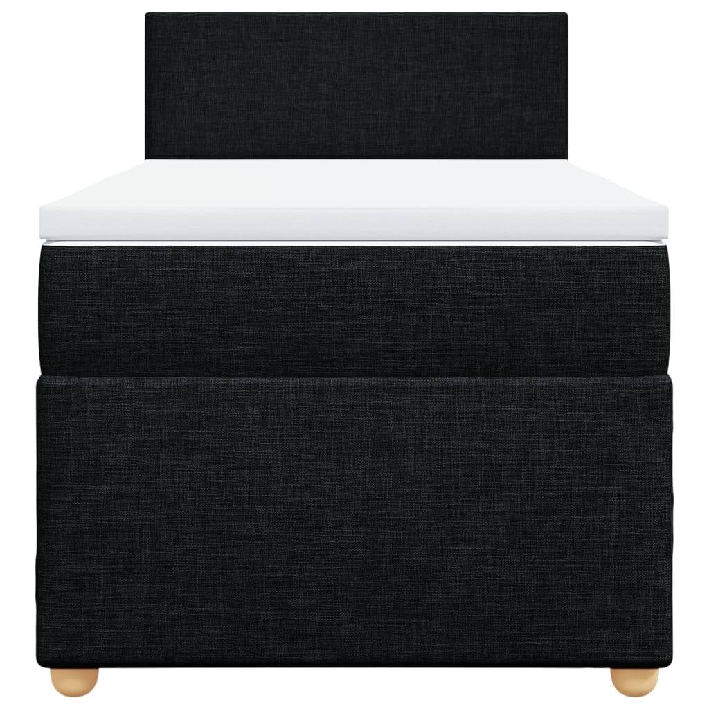 vidaXL Boxspringbett mit Matratze Schwarz 90x190 cm Stoff