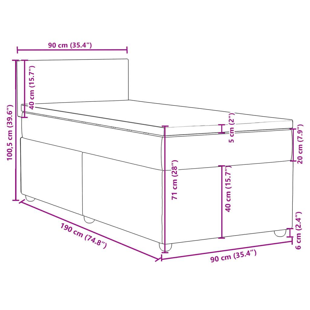 vidaXL Boxspringbett mit Matratze Schwarz 90x190 cm Stoff
